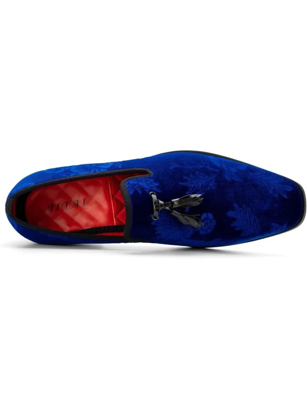 JITAI Men's Blue30 Rubber Loafers Tassels Spikes Comfortable Wedding Prom Shoes